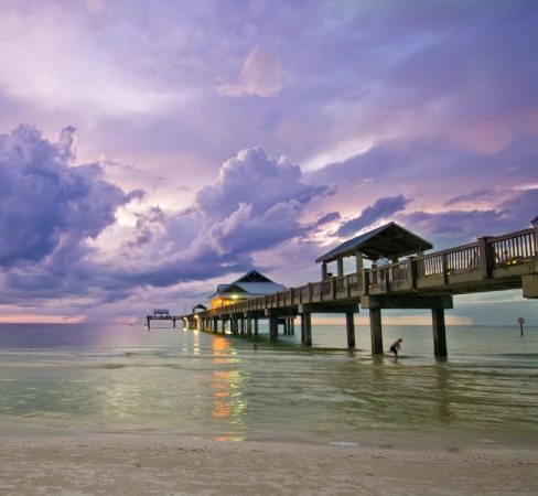 A pier off the beach area in Clearwater.