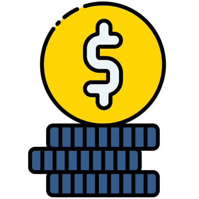 An illustration of stacked coins representing the ROI from a custom developed marketing/sales focused website solution.