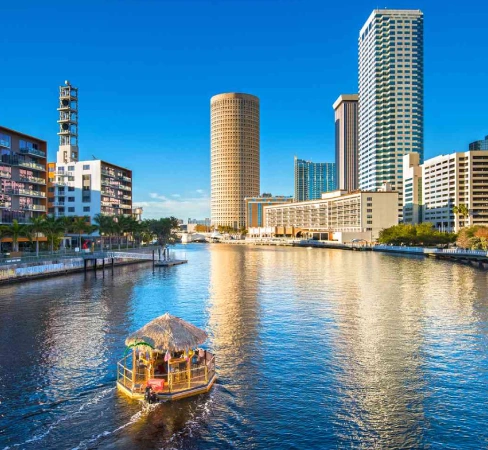 A seaside area of Tampa with commercial buildings.